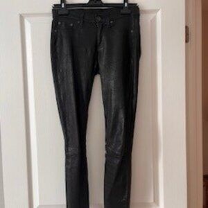 rag & bone Black Leather Skinny Pants